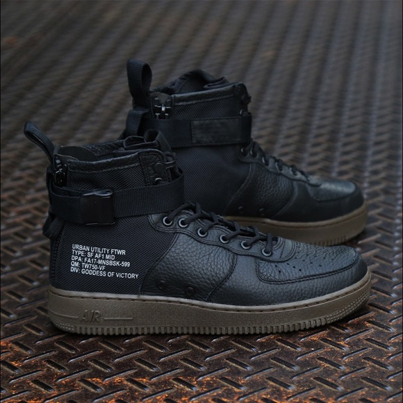 sf air force 1 mid black dark hazel